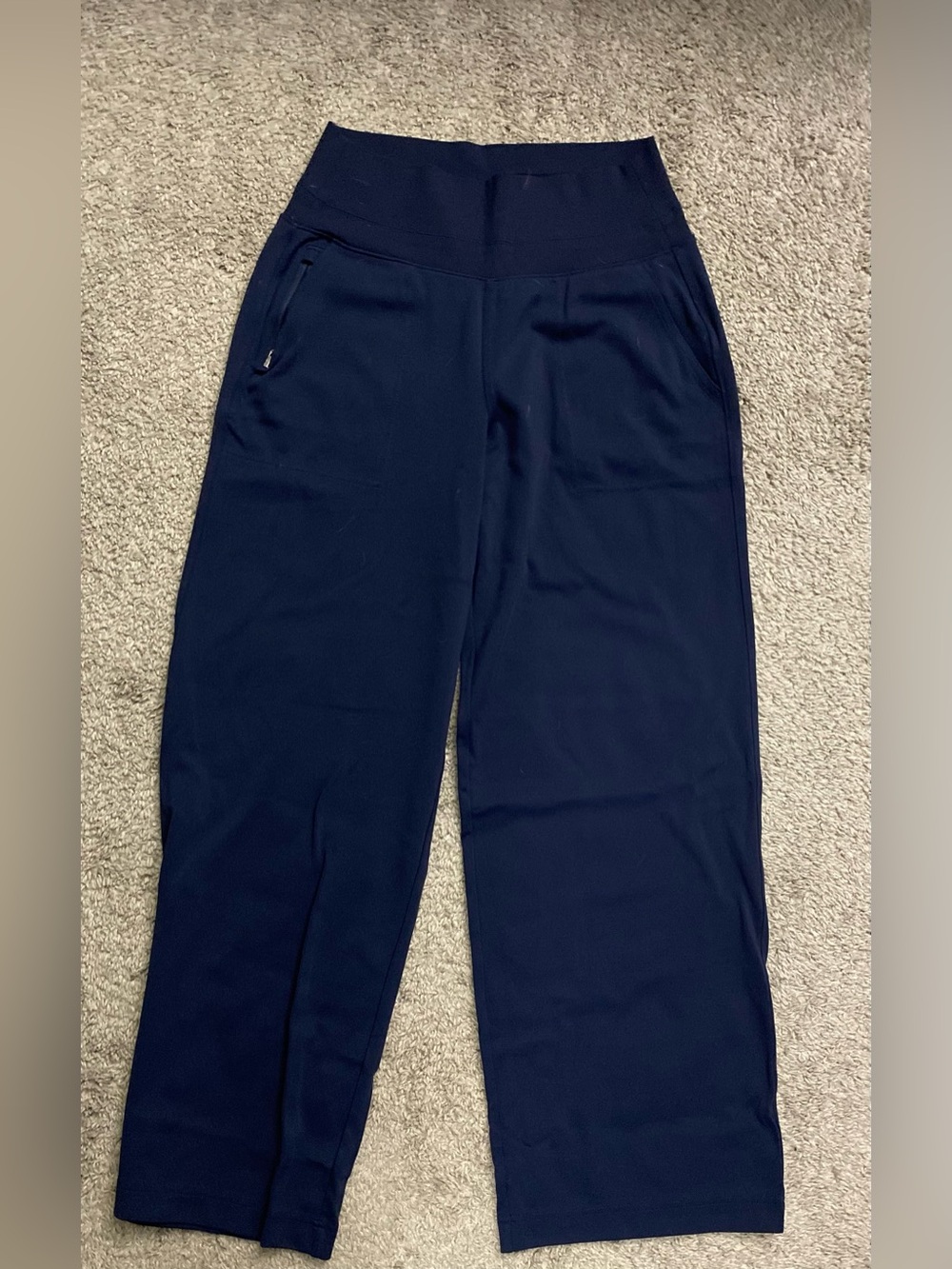 Athleta Navy Wide-Leg Lounge Pants with High Waist